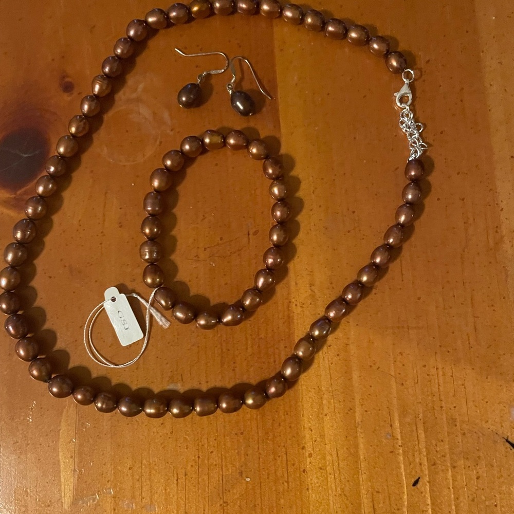 Elegant Brown Beaded Necklace Set